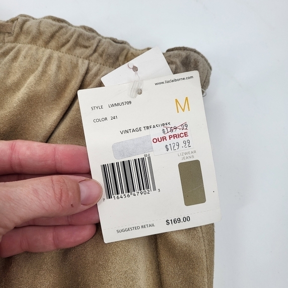 Vintage Liz Claiborne Suede Leather Mini Skirt Drawstring Tan Medium NWT - Picture 4 of 6